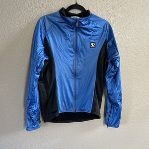 Pearl Izumi Jacket Mens Medium Blue Technical Cycling Full Zip Shiny Vintage